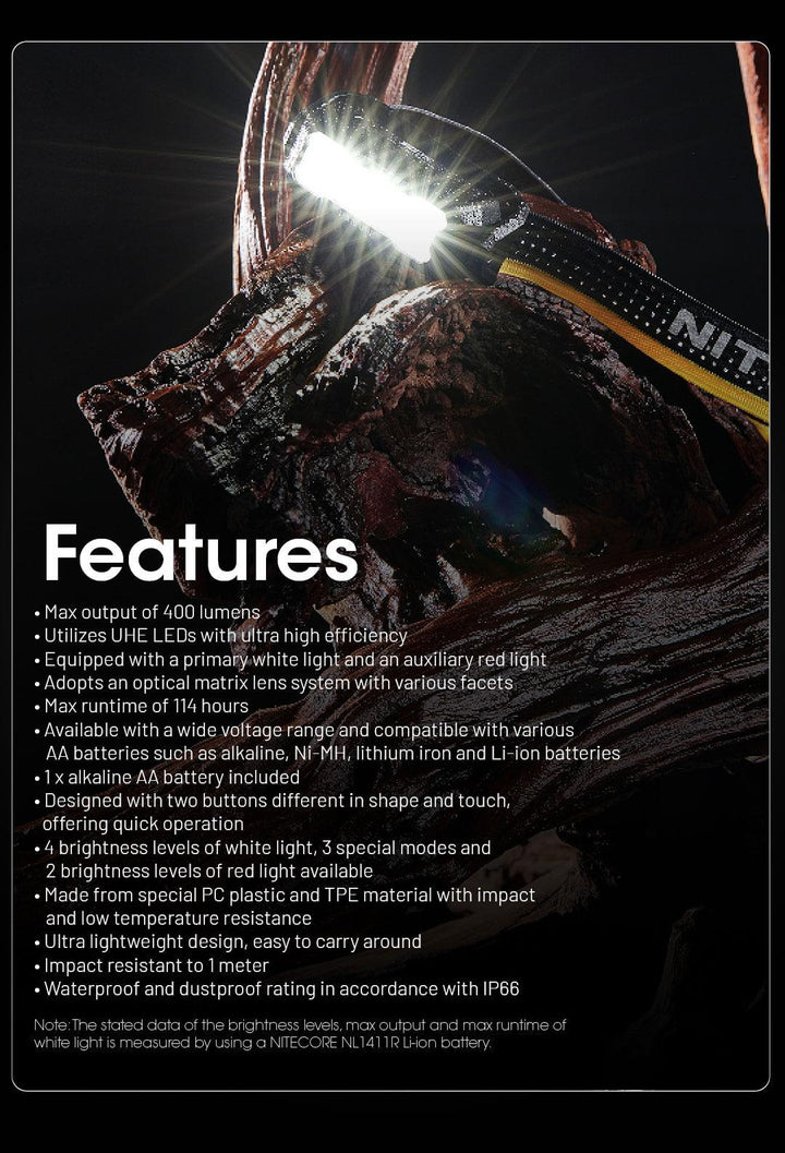 HA15 UHE - 400 lumens - Nitecore Singapore