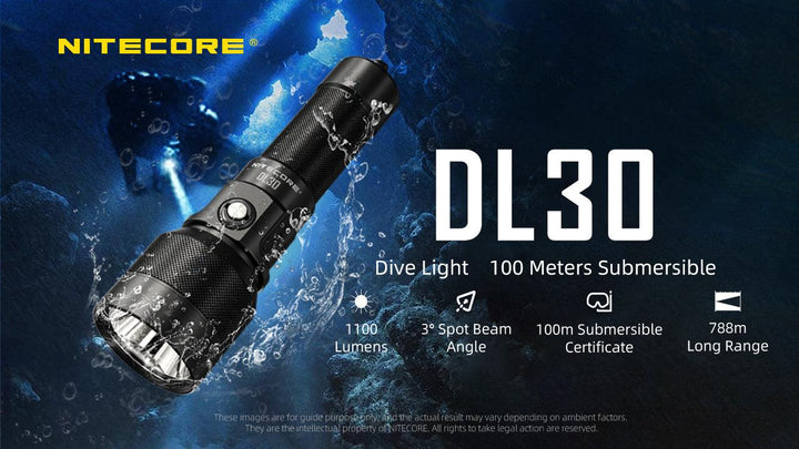 DL30 - 1100 lumens (100m Depth Diving Light) - Nitecore Singapore