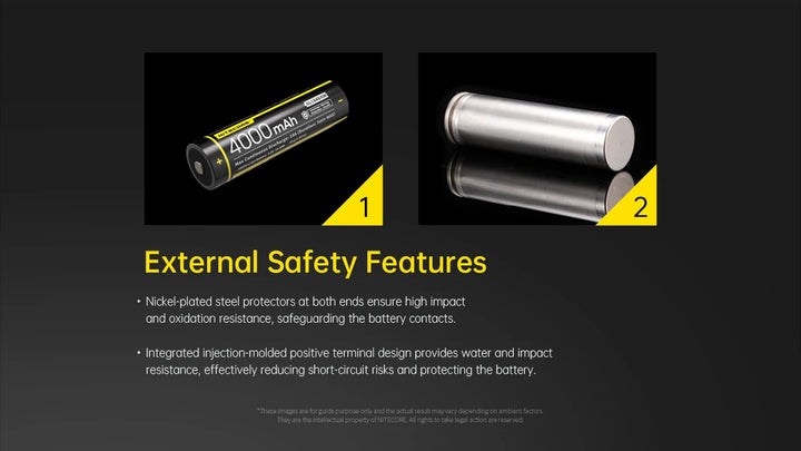 Nitecore NL1840AW - external steel protectors and moulded terminal - Nitecore Singapore
