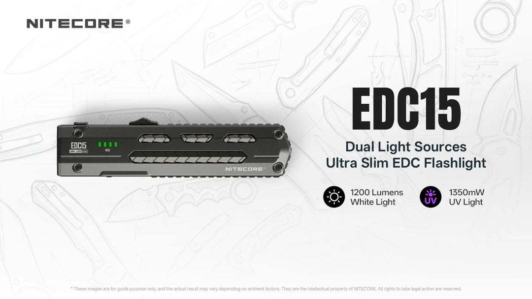 Nitecore EDC15 - dual light source ultra slim EDC flashlight title banner - Nitecore Singapore