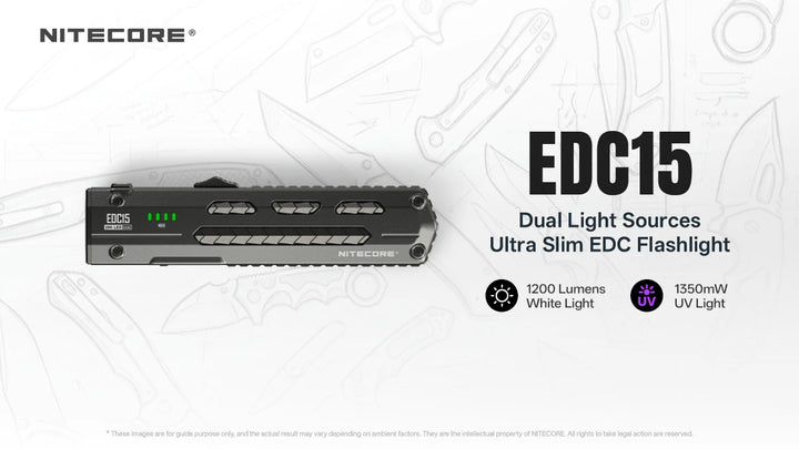 Nitecore EDC15 - dual light source ultra slim EDC flashlight title banner - Nitecore Singapore