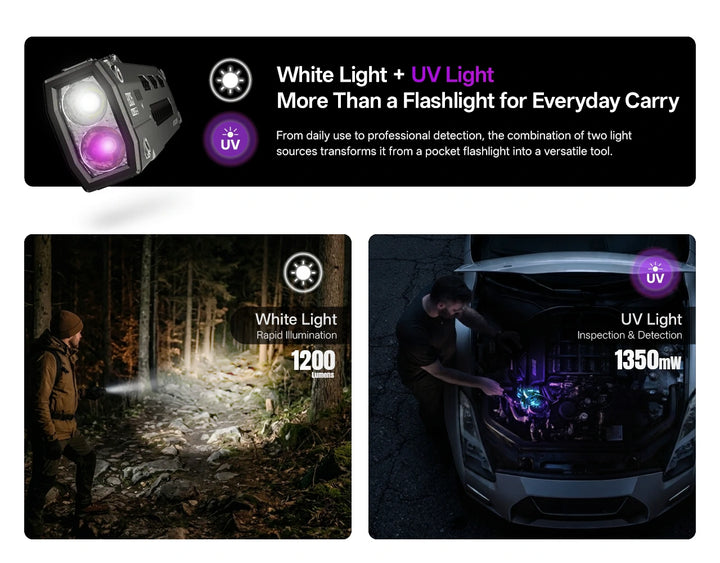 Nitecore EDC15 - white light 1200 lumens and UV light 1350mW - Nitecore Singapore