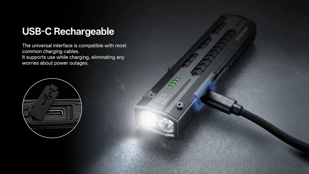 Nitecore EDC15 - USB-C rechargeable, use while charging - Nitecore Singapore
