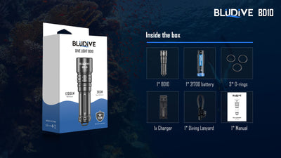 BD10 - 1200 lumens (150m Dive Torch) Bundle