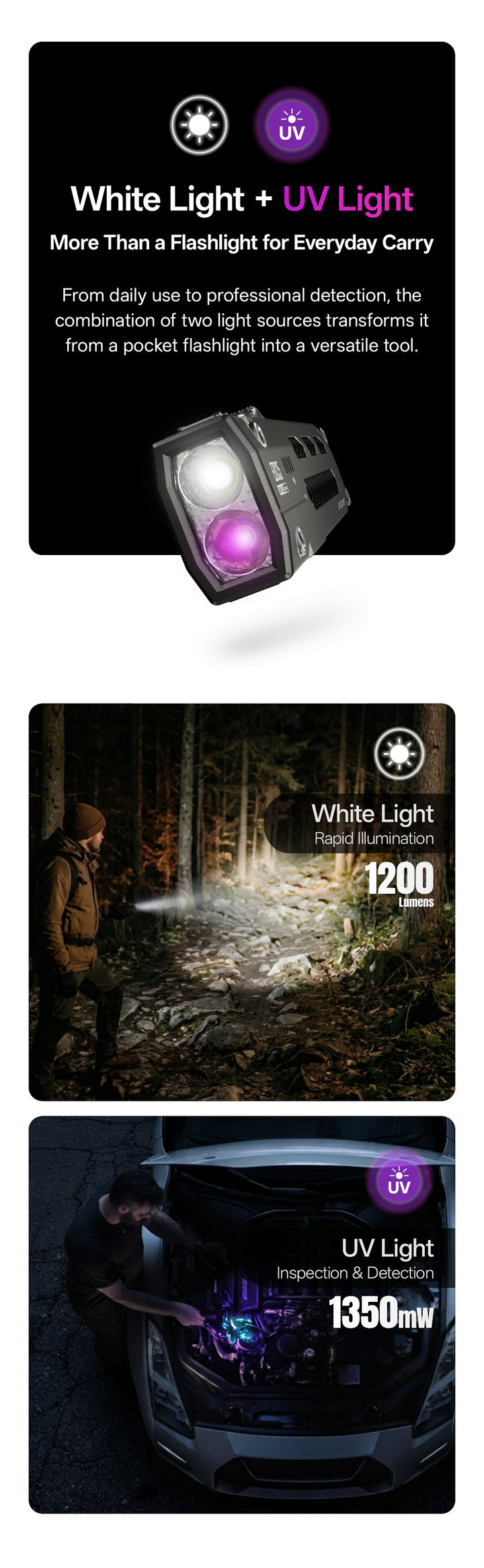Nitecore EDC15 - white light plus UV light - Nitecore Singapore