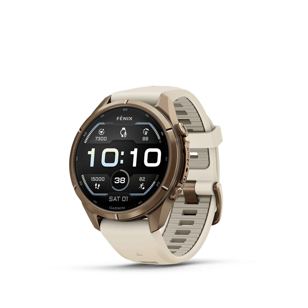 Garmin fēnix 9 Pro - 43 mm Autumn Gold Titanium with Cream/French Gray Band - Nitecore Singapore