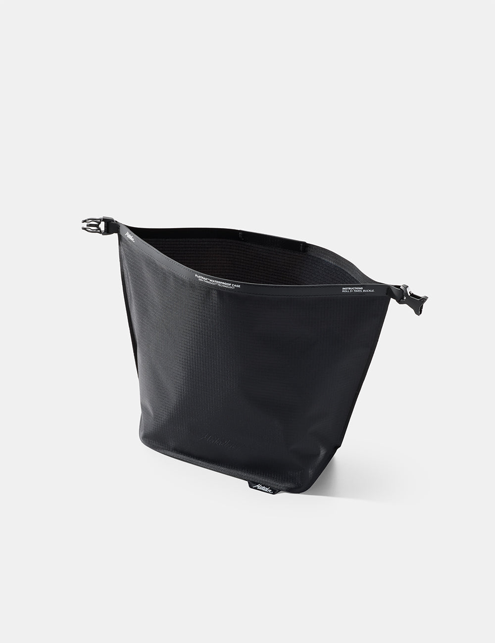 Matador FlatPak Waterproof Toiletry Case (V2) in Black - open Black toiletry case on a white background