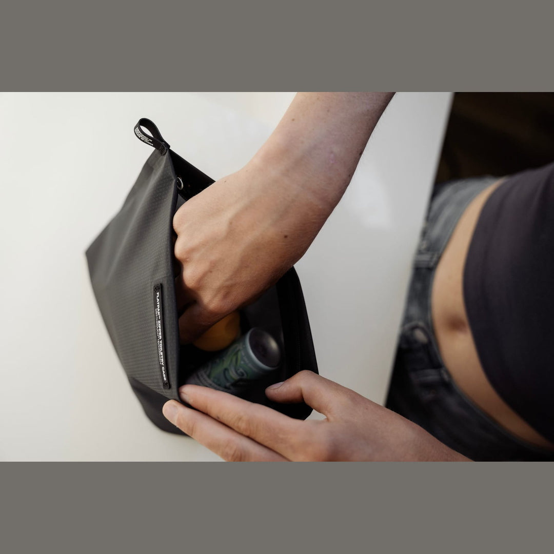 FlatPak Zipper Toiletry Case in use