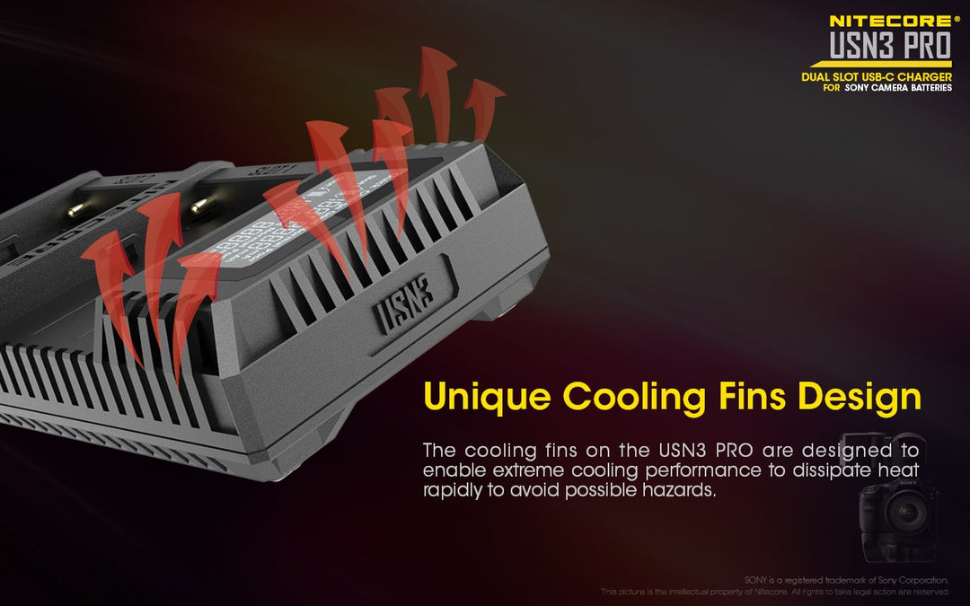 USN3 PRO (Sony NP-FM500H, NP-F730, NP-F750, NP-F770, NP-F970, NP-F550) Dual-Slot Battery Charger