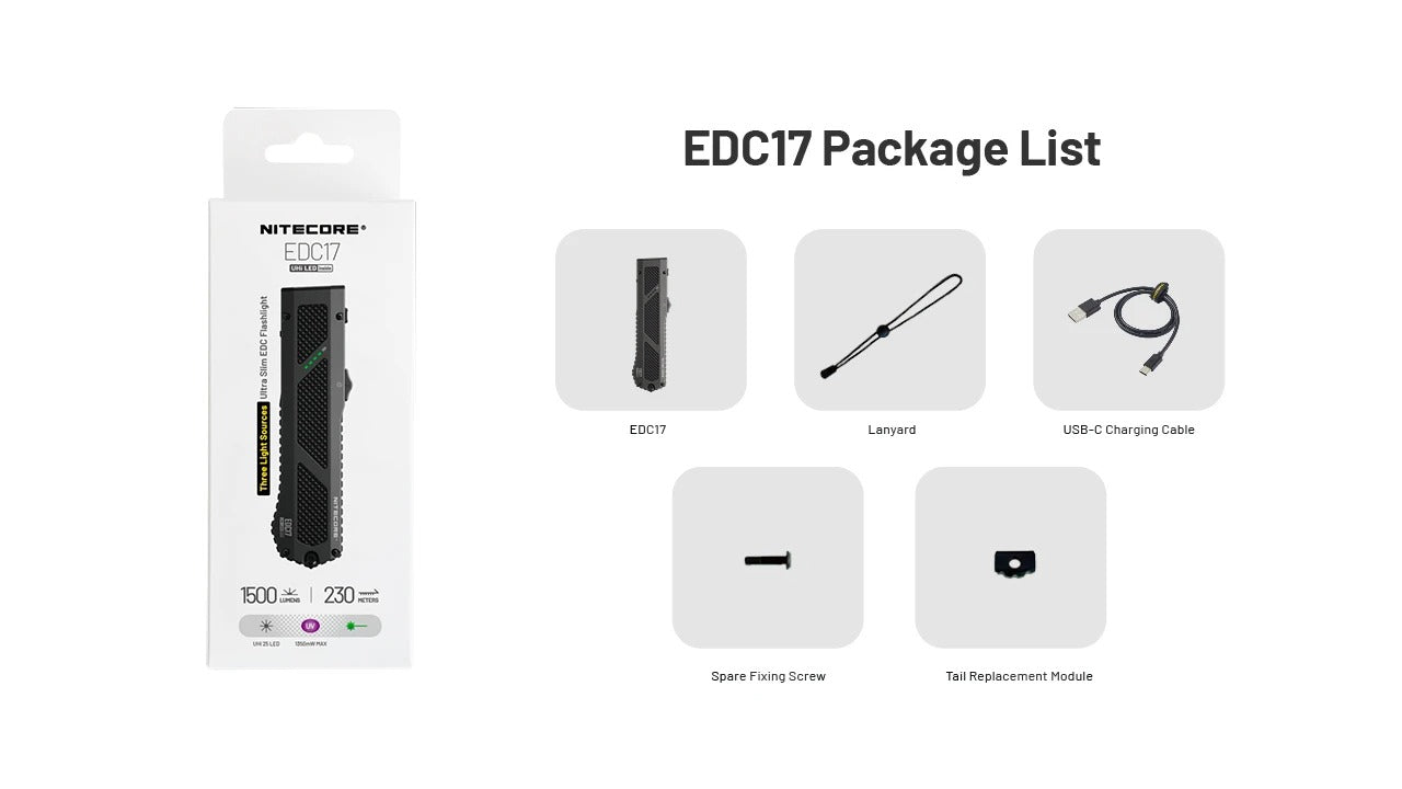 EDC17 - 1500 lumens (UV+Green Laser) – Nitecore Singapore