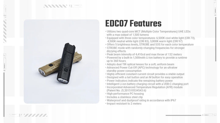 EDC07 (Tan) - 1500 lumens