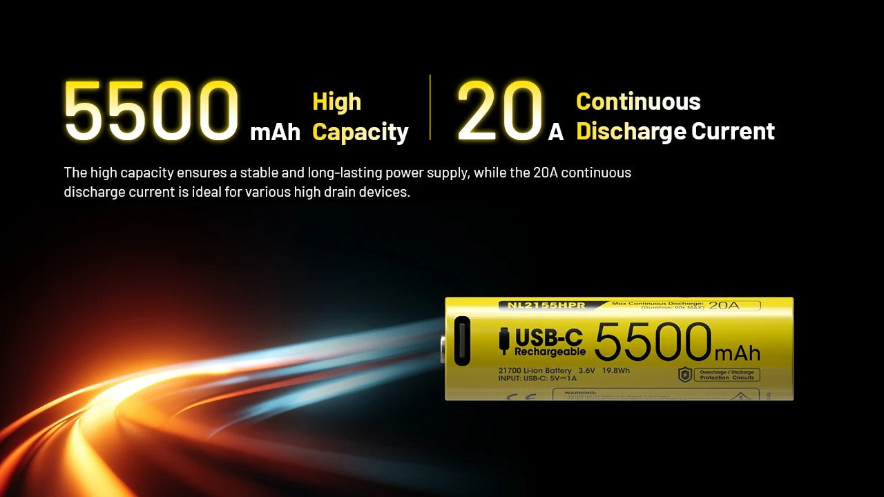 NL2155HPR (21700 - 5500mAh - 20A) – Nitecore Singapore