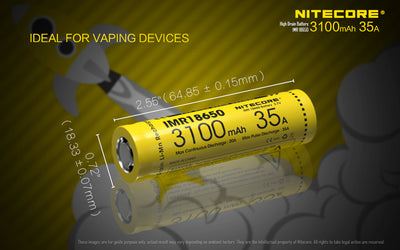 IMR3100 (18650 - 3100mAh - 35A - Flat-topped)