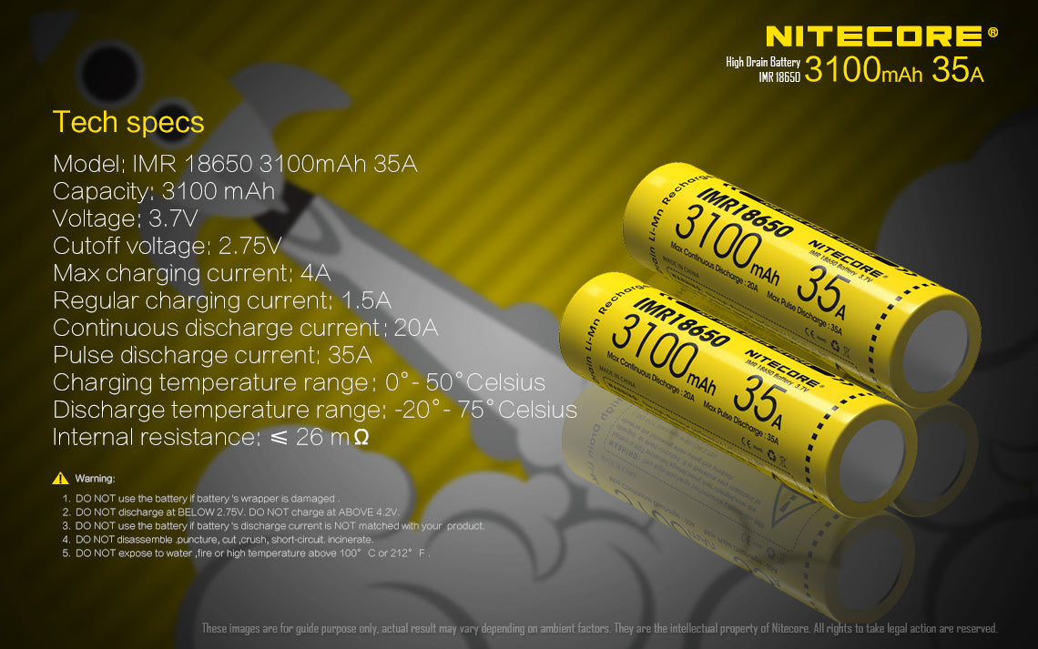 IMR3100 (18650 - 3100mAh - 35A - Flat-topped)