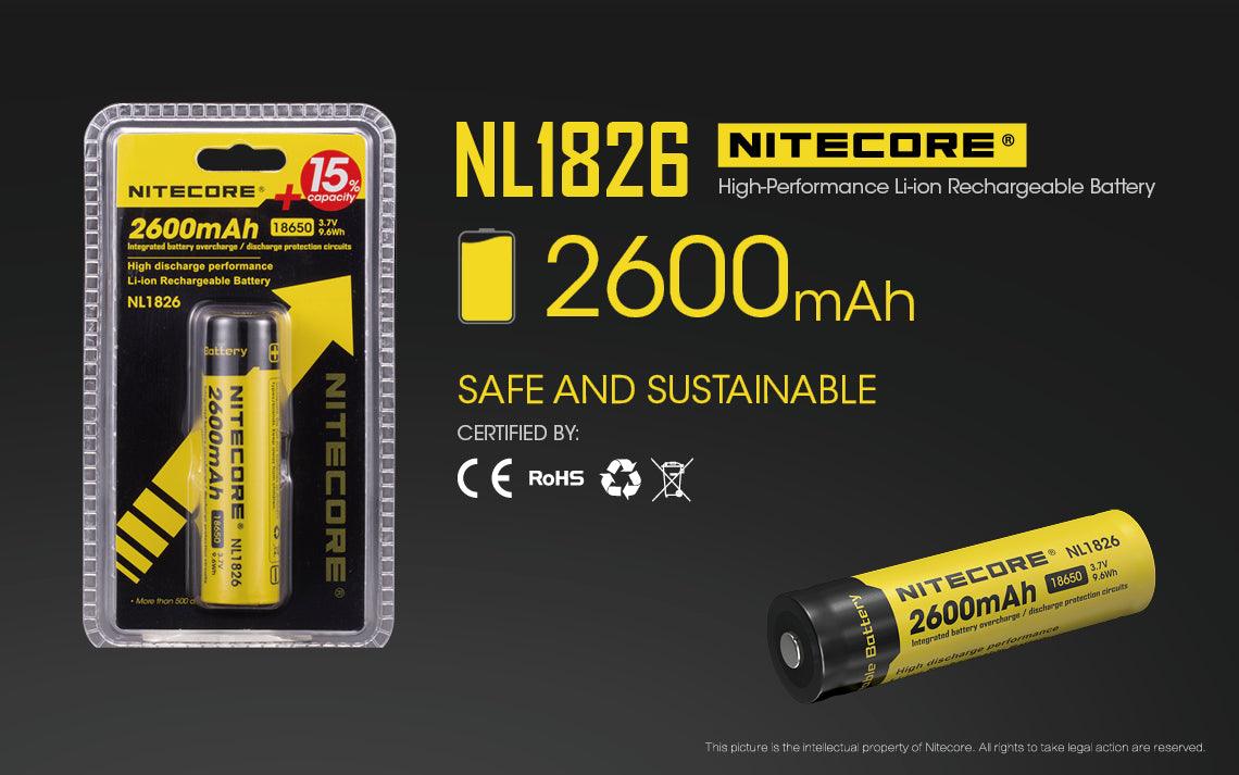 NL1826 (18650 - 2600mAh - 2A) – Nitecore Singapore