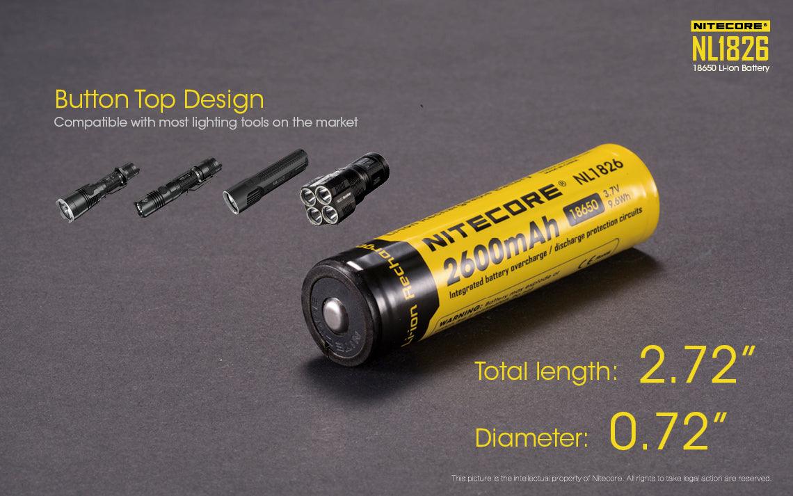 NL1826 (18650 - 2600mAh - 2A) – Nitecore Singapore