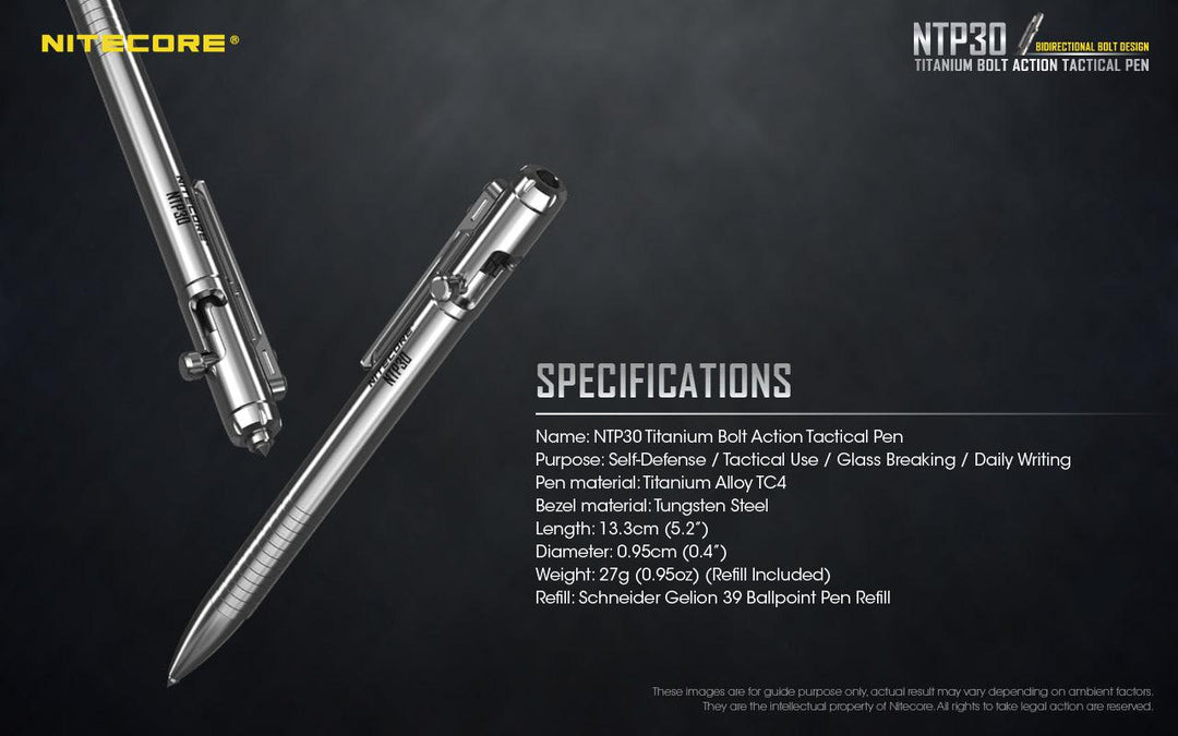 Bolt Action Titanium Pen NTP30 - Nitecore Singapore