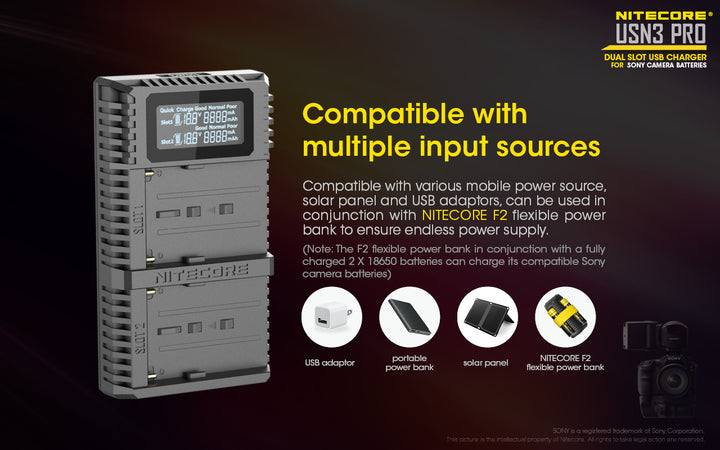 USN3 Pro (for Sony NP-FM500H, NP-F730, NP-F750, NP-F770, NP-F970, NP-F550 Batteries)
