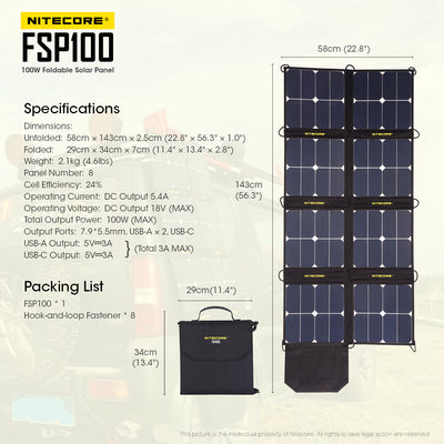 100W Foldable Solar Panel (FSP100)