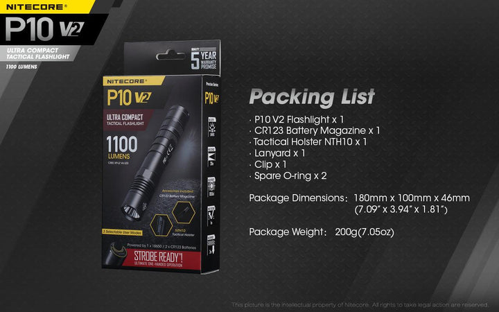 P10 V2 - 1100 lumens (Bundle) - Nitecore Singapore