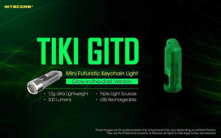 TIKI (GREEN Glow In The Dark) - 300 lumens - Nitecore Singapore