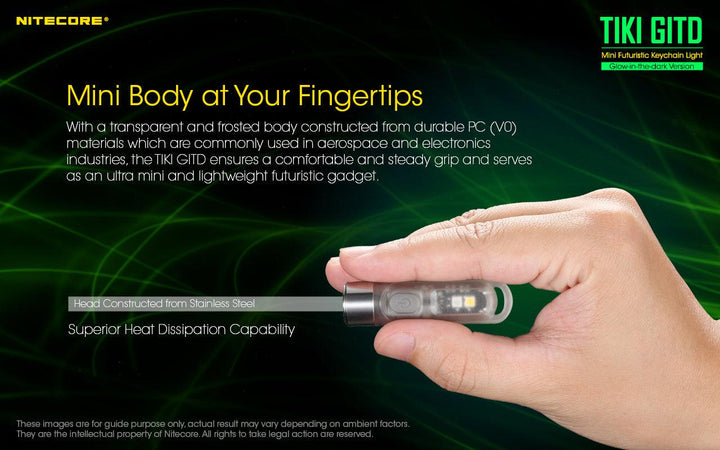 TIKI (GREEN Glow In The Dark) - 300 lumens - Nitecore Singapore