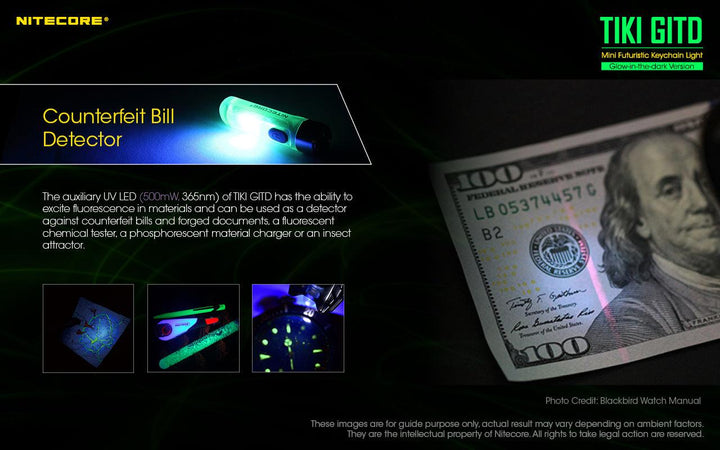 TIKI (GREEN Glow In The Dark) - 300 lumens - Nitecore Singapore