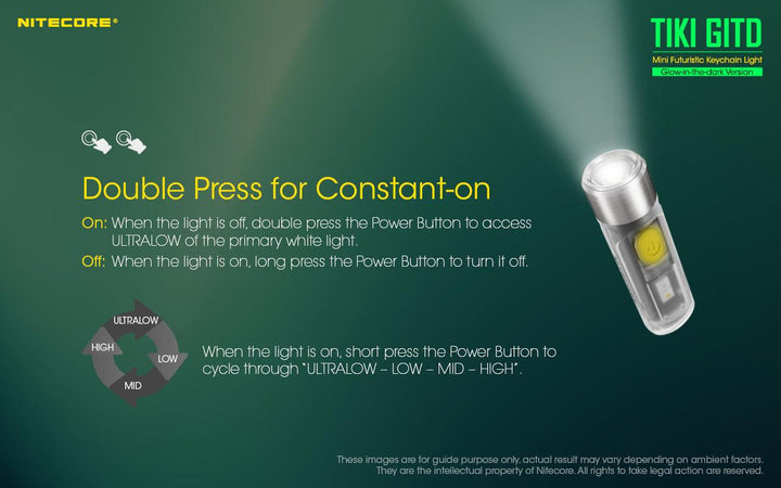 TIKI (GREEN Glow In The Dark) - 300 lumens - Nitecore Singapore