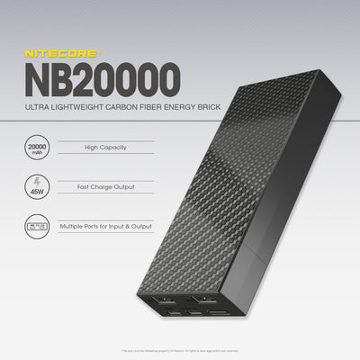 NB20000 Carbon Fiber Energy Brick (20,000mAh 3A 45W) Bundle