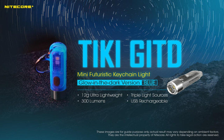 TIKI (BLUE Glow In The Dark) - 300 lumens - Nitecore Singapore