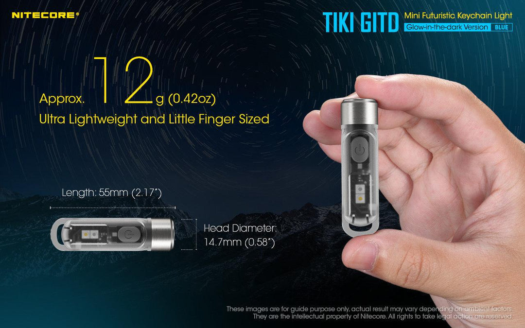 TIKI (BLUE Glow In The Dark) - 300 lumens - Nitecore Singapore