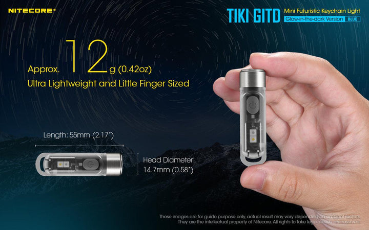 TIKI (BLUE Glow In The Dark) - 300 lumens - Nitecore Singapore