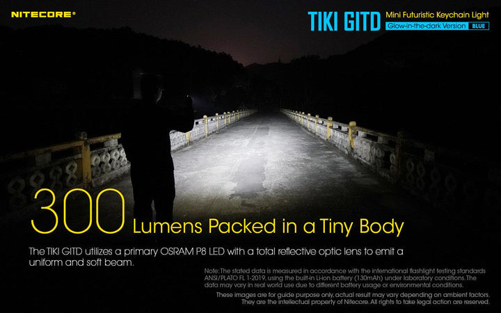 TIKI (BLUE Glow In The Dark) - 300 lumens - Nitecore Singapore