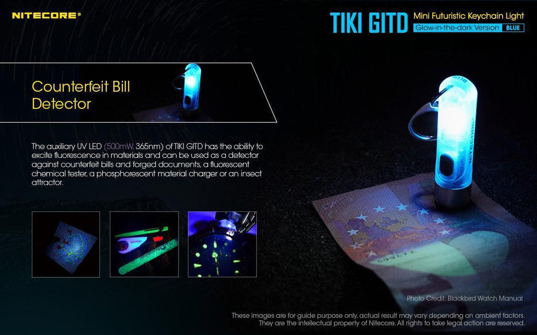TIKI (BLUE Glow In The Dark) - 300 lumens - Nitecore Singapore