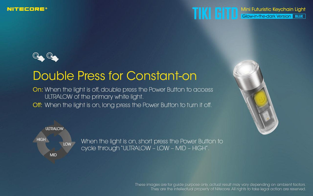 TIKI (BLUE Glow In The Dark) - 300 lumens - Nitecore Singapore