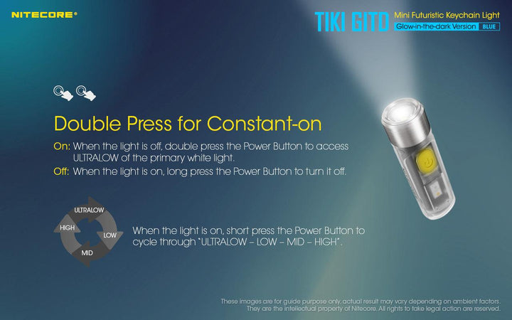 TIKI (BLUE Glow In The Dark) - 300 lumens - Nitecore Singapore