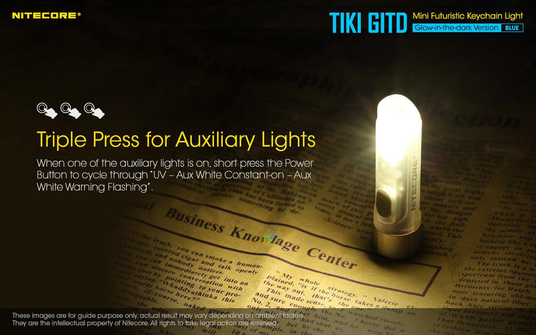 TIKI (BLUE Glow In The Dark) - 300 lumens - Nitecore Singapore