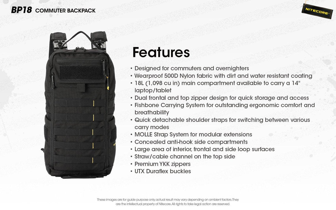BP18 Modular Backpack - 18L Capacity - Nitecore Singapore