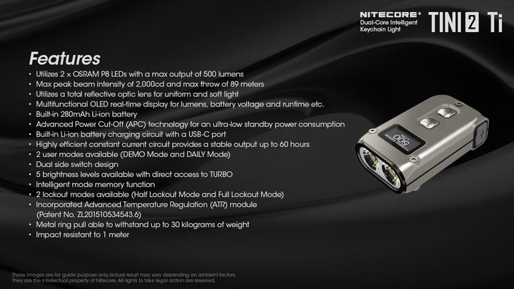 TINI 2 (Titanium) - 500 lumens - Nitecore Singapore