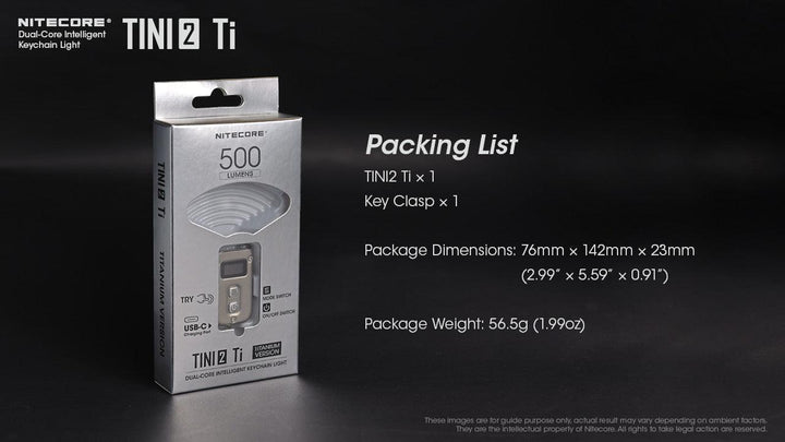 TINI 2 (Titanium) - 500 lumens - Nitecore Singapore