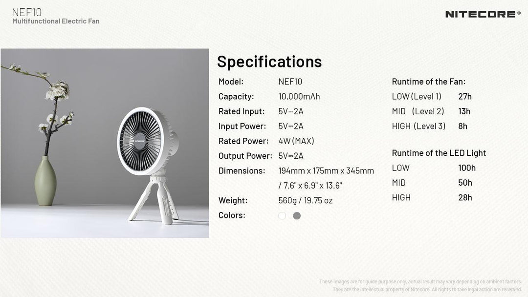 NEF10 Wireless LED FAN (10,000mAh) GREY