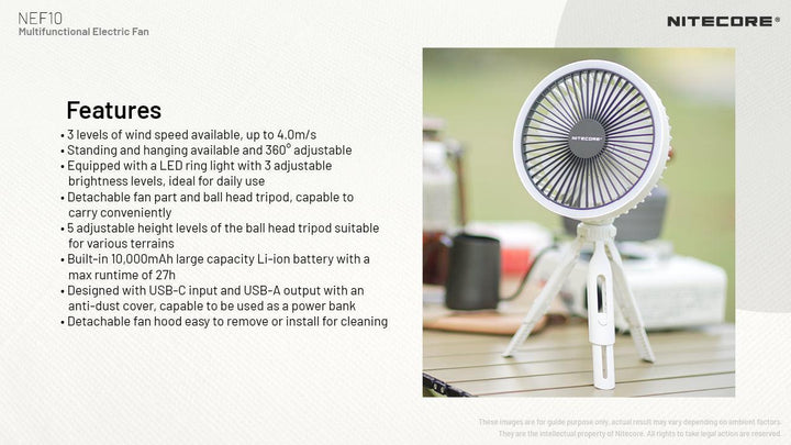 NEF10 Wireless LED FAN (10,000mAh) GREY