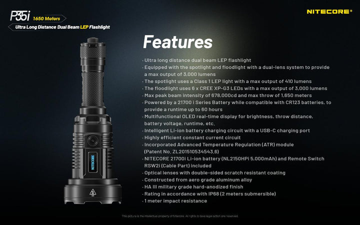 P35i - 3000 lumens LEP - Nitecore Singapore