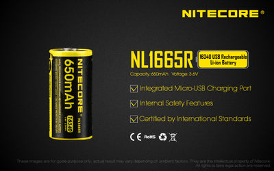 NL1665R (RCR123A - 650mAh - USB)