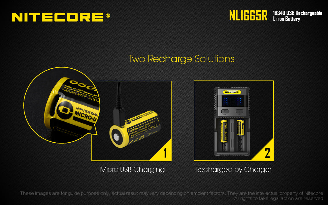 NL1665R (RCR123A - 650mAh - USB)
