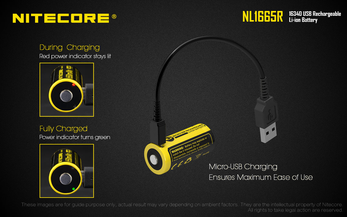 NL1665R (RCR123A - 650mAh - USB)