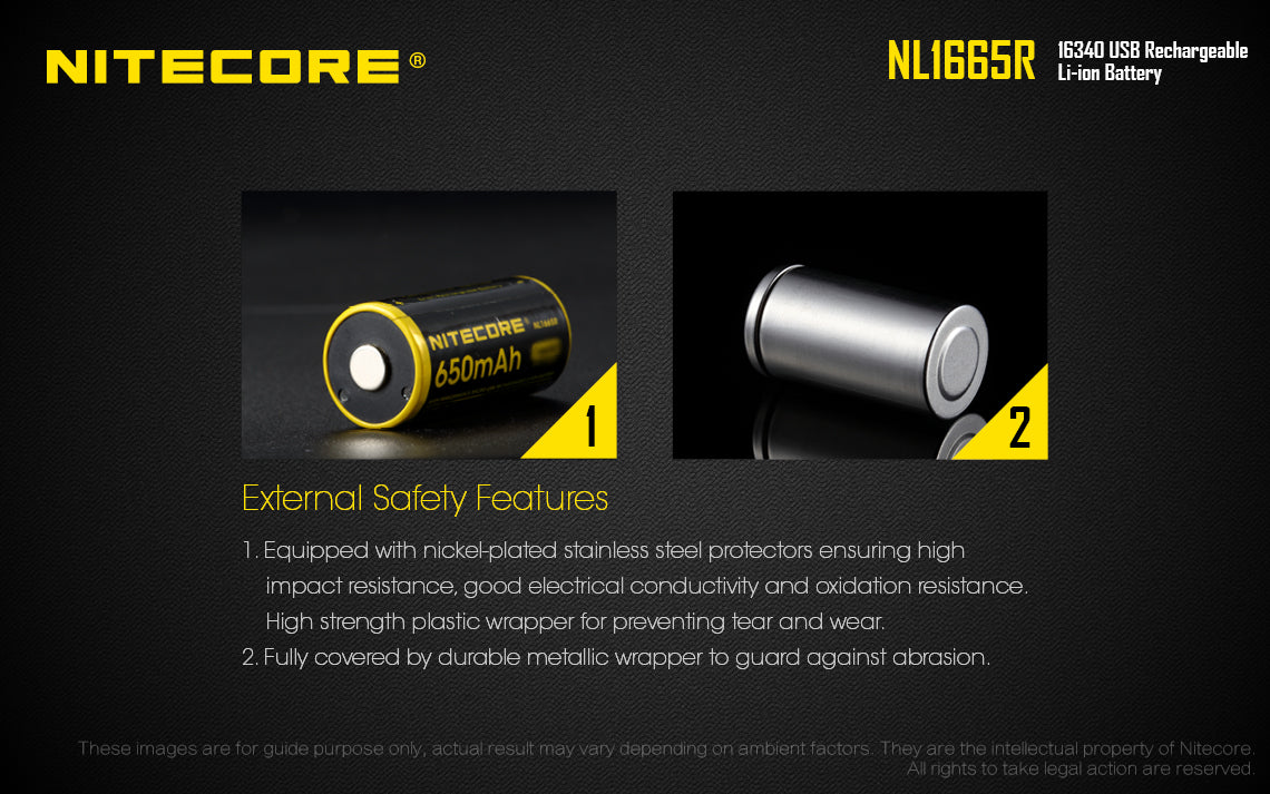 NL1665R (RCR123A - 650mAh - USB)