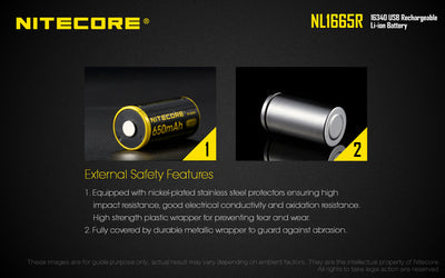 NL1665R (RCR123A - 650mAh - USB)