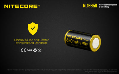 NL1665R (RCR123A - 650mAh - USB)